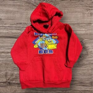 Vintage Bob The Builder Long Sleeve Hoodie Size 2 2004 Red